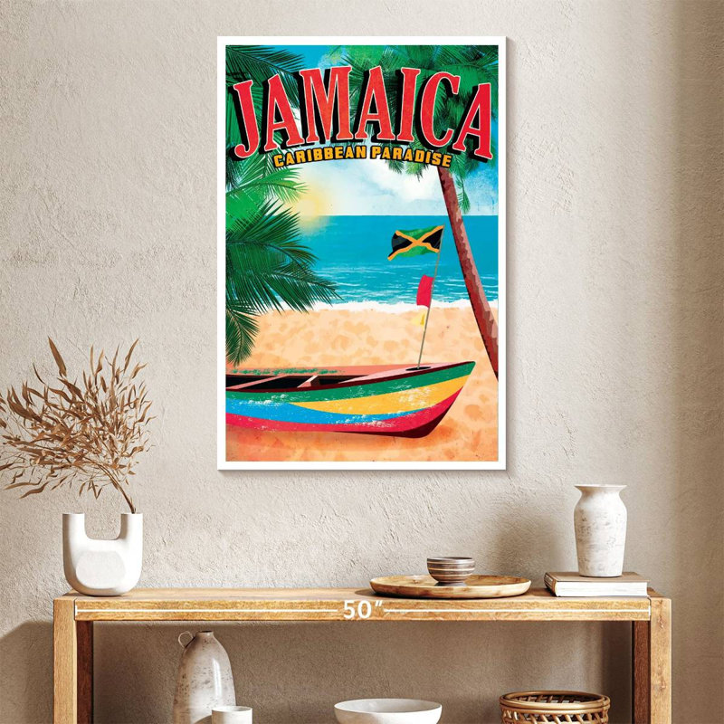 Affiche rétro de la Jamaïque, H 39 po x l 26 po