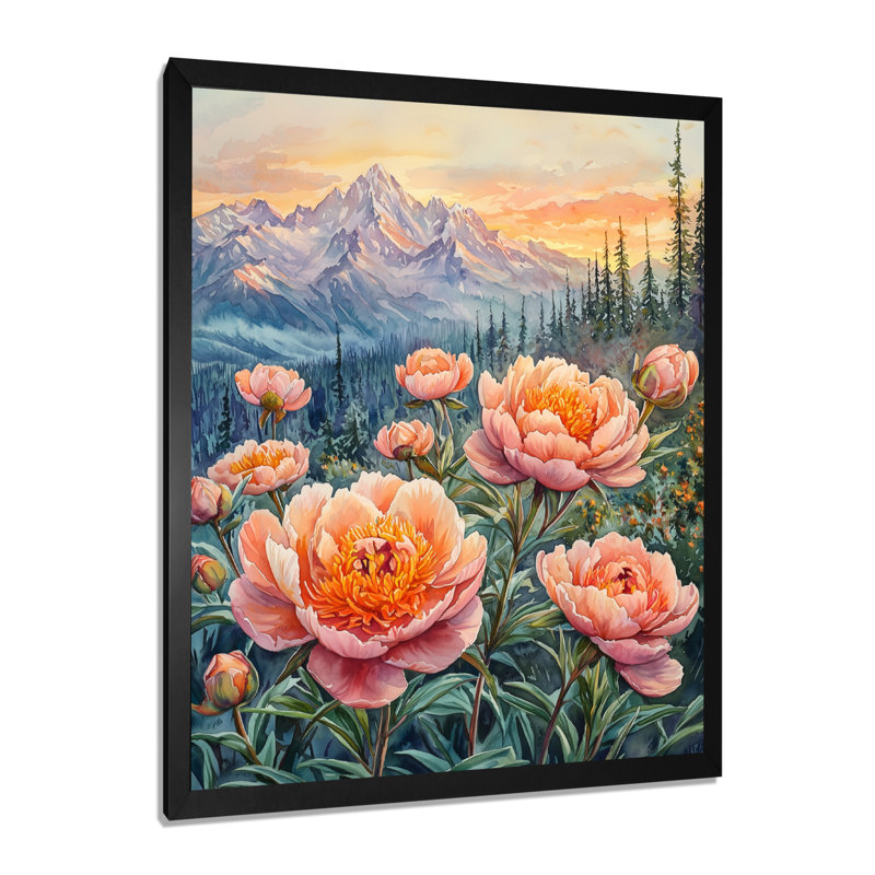 Kelliher - impressions sur toile florales, H 32 po x l 24 po, Picture Framed, Noir, noir, noir, noir