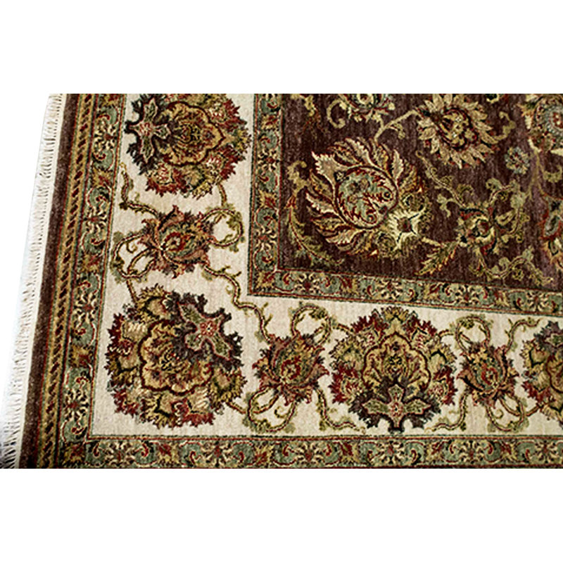 Tapis brun et ivoire de haute qualité noué à la main