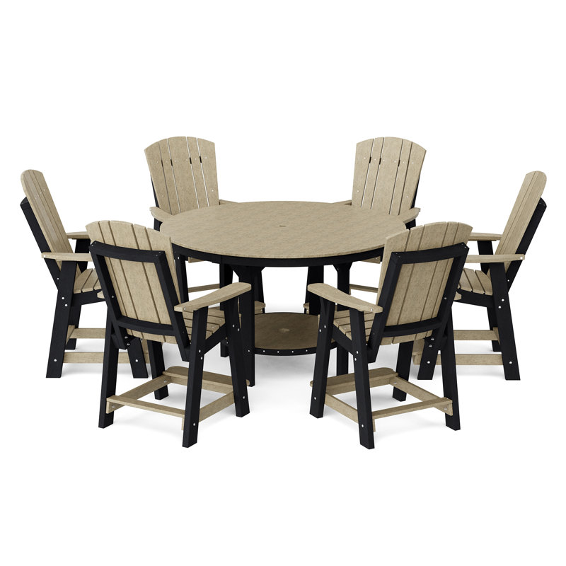 Heritage 7-Piece 60" Pub Counter Set, Weathered Wood/Black