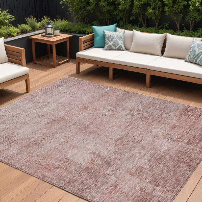 Tapis intérieur lavable abstrait 10 pi x 14 pi rosé et rose