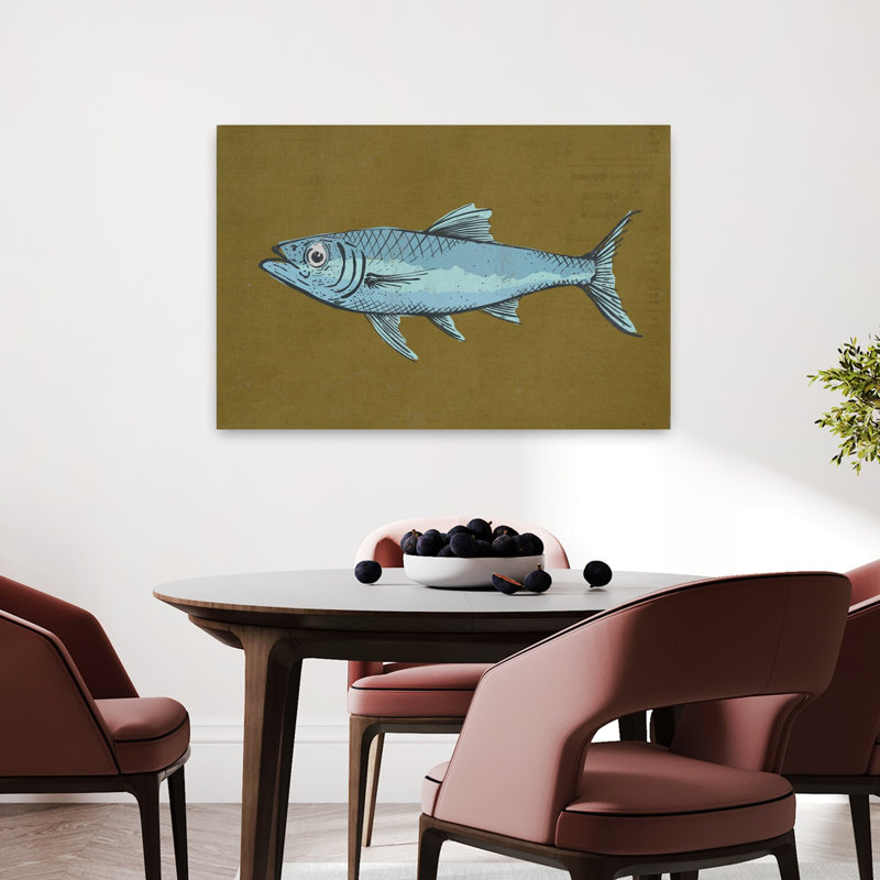Art contemporain rétro, art rustique rétro, poisson, nature, océan, 36" H x 24" W