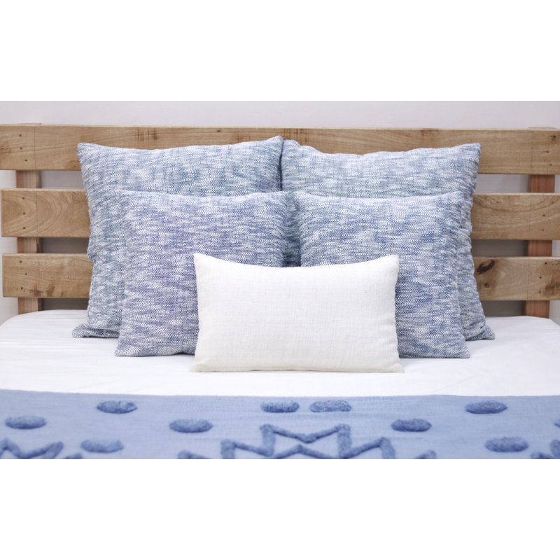 Solid Blue Chambray Cotton Cushion Cover