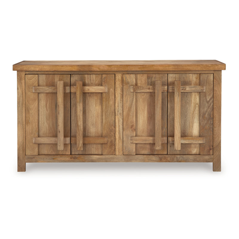 Console de style artisanal 68 pouces en bois de manguier massif, finition brune