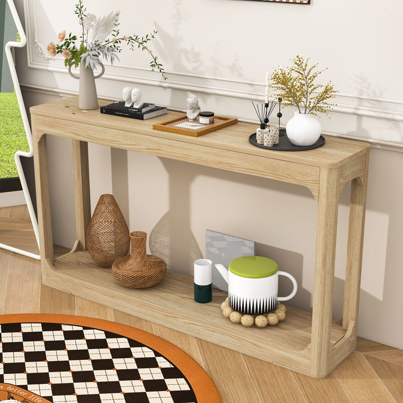 Console sophistiquée moderne avec tablette ouverte, Naturel