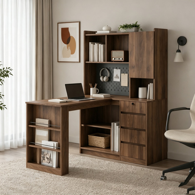 Bureau en L, Bois 4