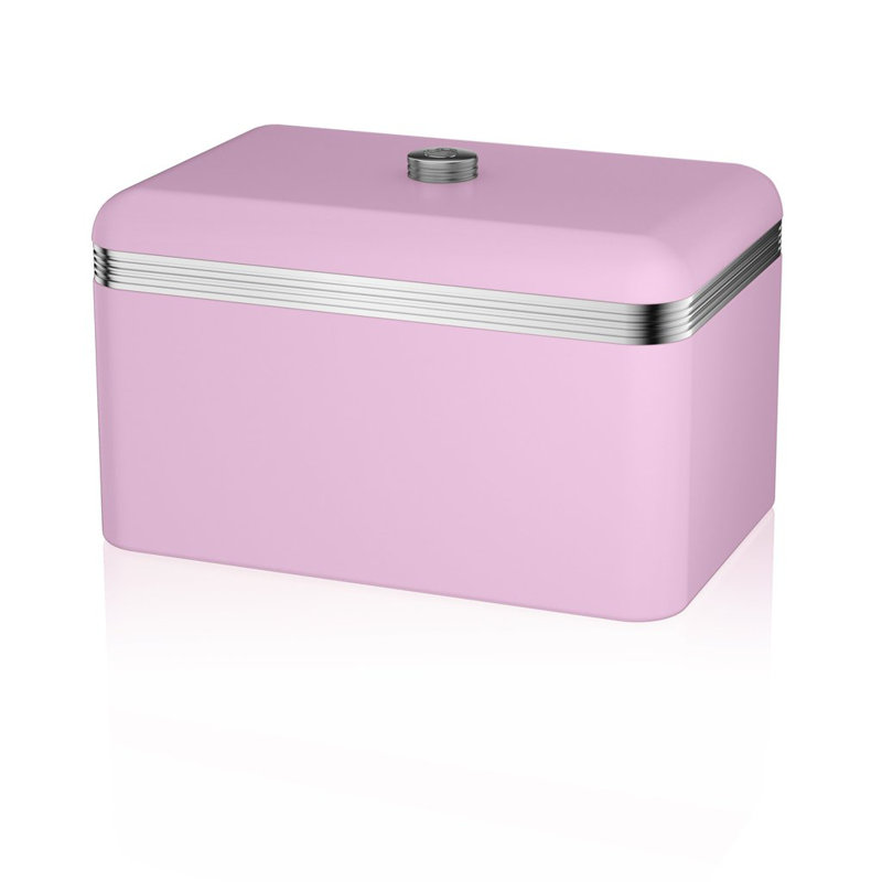 Swan Retro Bread Bin, Metal, 18 Litre,, Pink