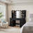 42.7" W Modern Large Vanity Desk With 7 Drawers, 4 Shelves, Led Lighted Mirror & Power Outlets, Black-2006808451