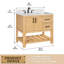 Meuble-lavabo de style campagnard de 91 cm (36 po) avec lavabo, en bois massif, 2 tiroirs, 2 portes à fermeture amortie, étagère de rangement ouverte, comptoir et dosseret en marbre de 2 cm (0,79 po), brun clair-1218096840-1218096834-1218096832