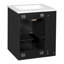 Meuble-lavabo mural moderne de 20 po avec lavabo en céramique, armoire flottante avec tablettes latérales, structure en bois massif (blanc / noir)-1224336917