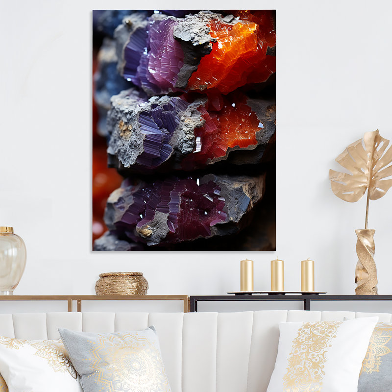 Fusion de quartz mauve et orange, H 40 po x l 30 po x P 1,5 po