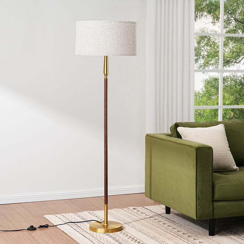 61.8" Dimmable Standard Floor Lamp With Remote and Bulb Included, Gold
