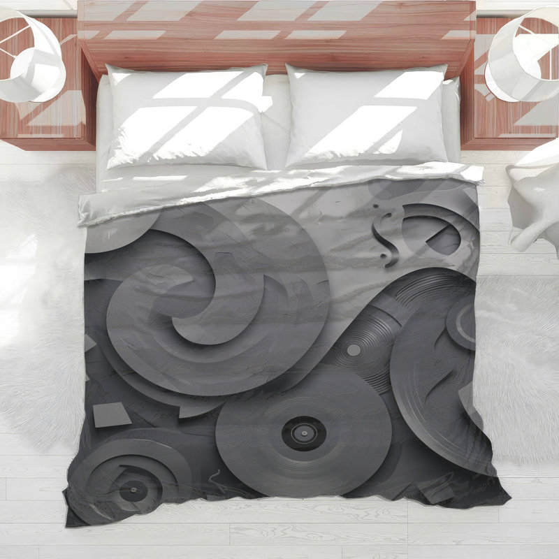 Gray Abstract Spirals Comforter, Twin