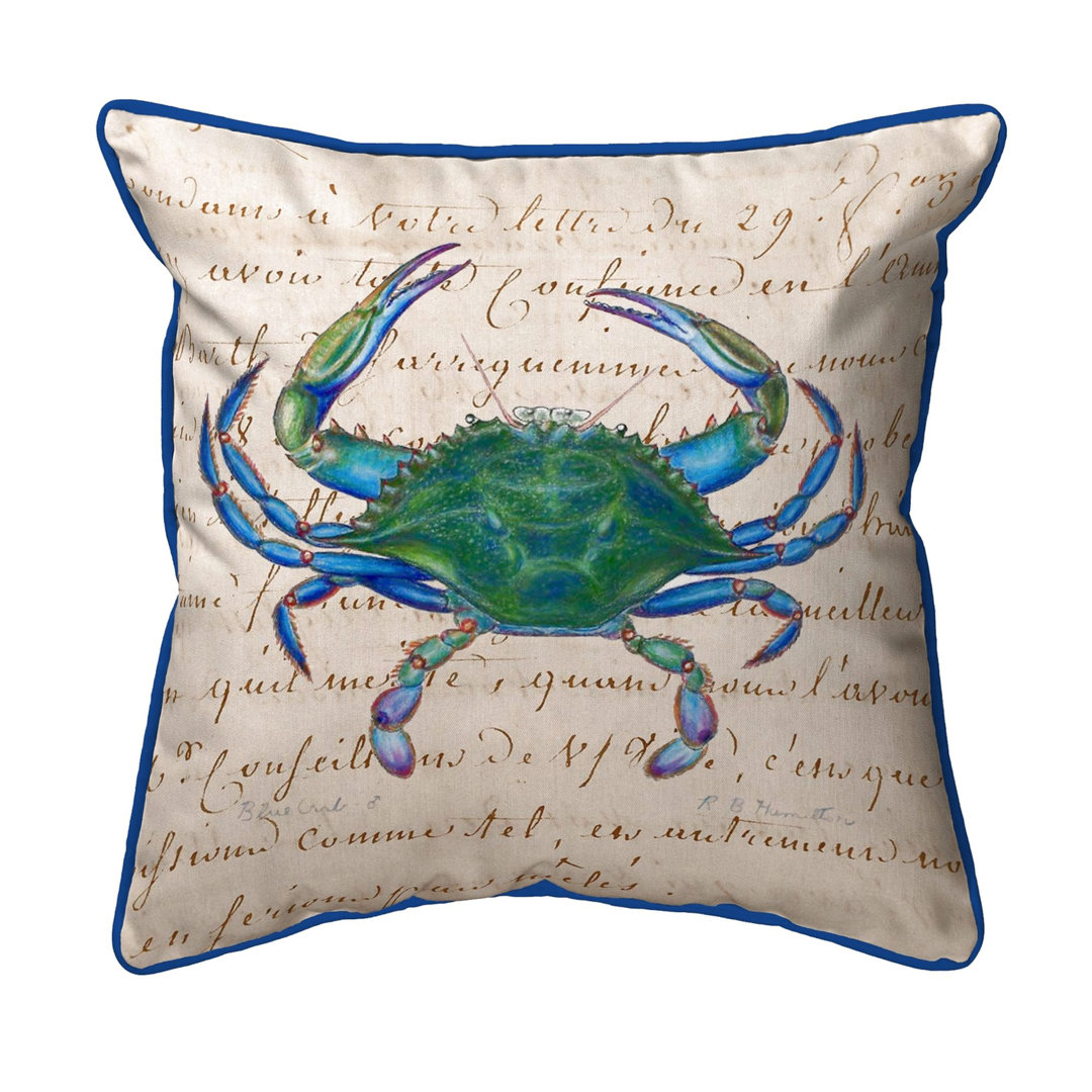 Male Crab Outdoor Square Pillow Cover and Insert Betsy Drake Interiors 