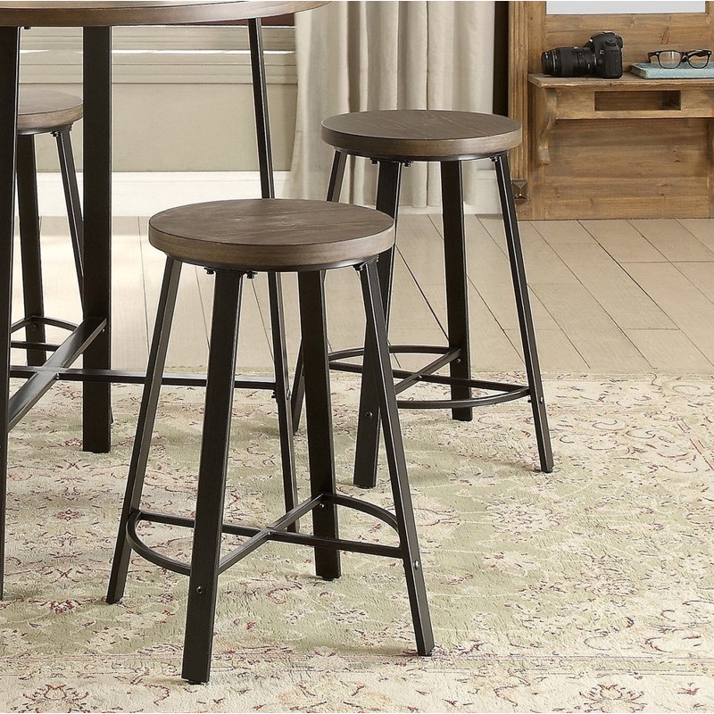 Ensemble de 2 tabourets à hauteur de comptoir avec finition en métal gris et style rustique