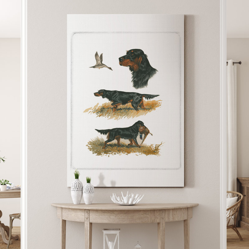 "Gordon Setter", reproduction d’art sur toile tendue, H 36 po x l 24 po x P 1 po