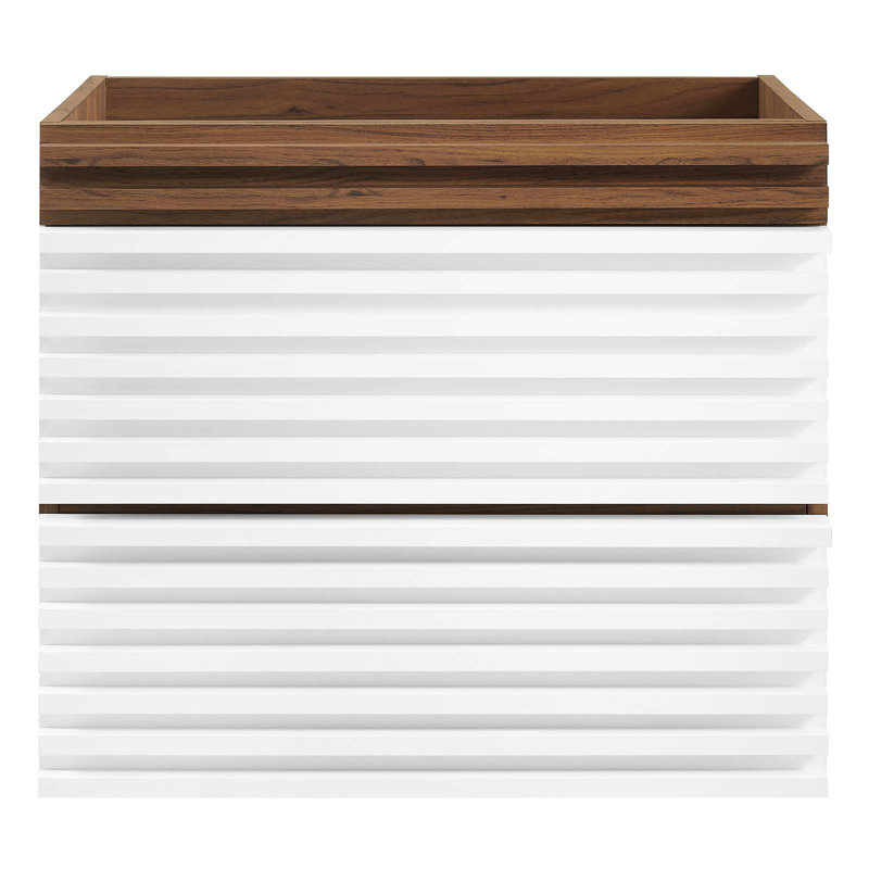 Base de meuble-lavabo mural simple 23,5 po Modway Render, Blanc / Noyer