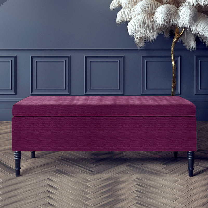 Paris Plain Naples Ottoman Storage Bench, Upholstered End of Bed Bench with Legs, Rectangle Coffee Table with Storage, Window Seat Ottoman Footstool for Bedroom, Hallway, Living Room