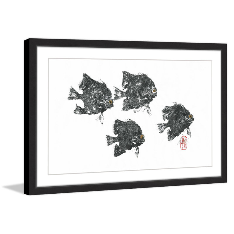 « piranhas », reproduction d’art encadrée, H 24 po x l 36 po x P 1,5 po