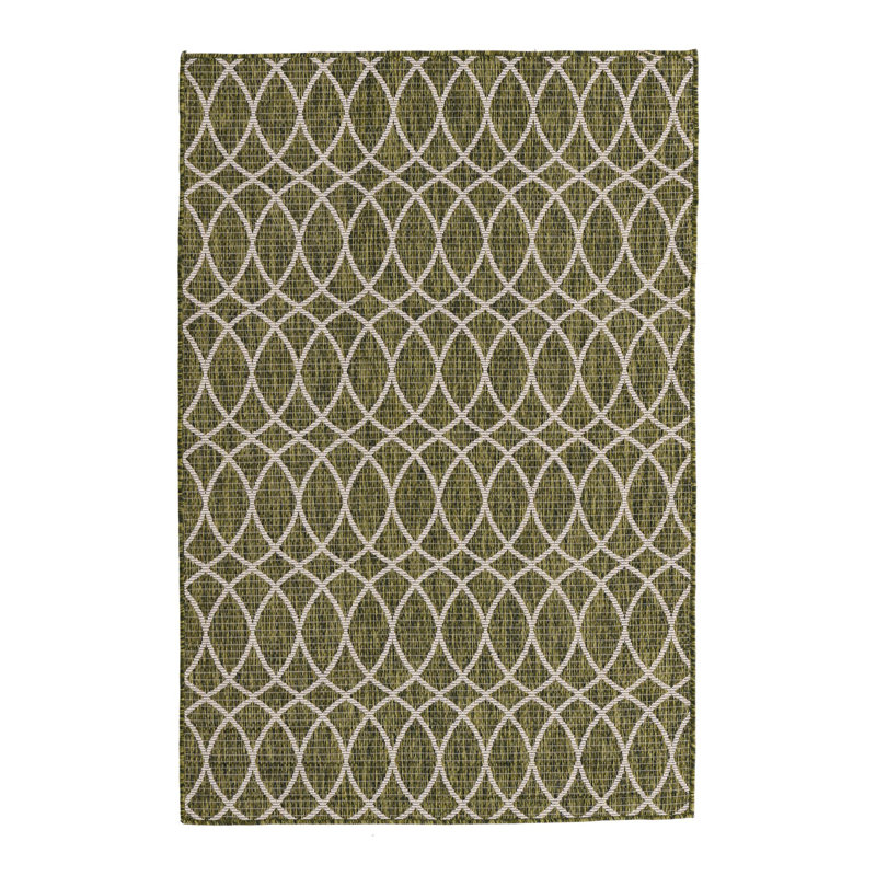 Tapis géométrique intérieur / extérieur vert, Rectangle 4 pi x 6 pi