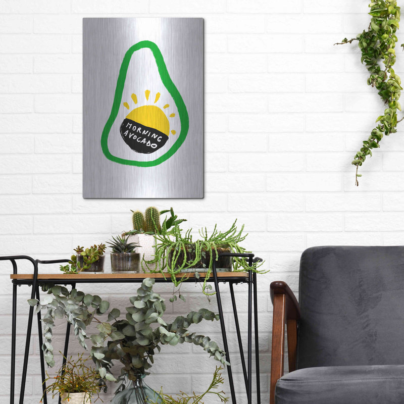 Art mural luxueux «Morning Avocado» par Cesare Bellassai, art mural en métal, H 16 po x l 12 po