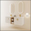 Meuble-lavabo à fermeture en douceur de 60 pouces avec lavabo et petites tablettes de rangement, parfait pour les salles de bain compactes et le design moderne.