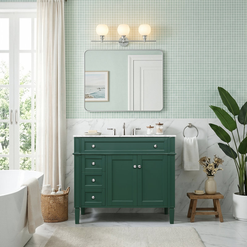 Meuble-lavabo simple 40 po Rivers, Vert