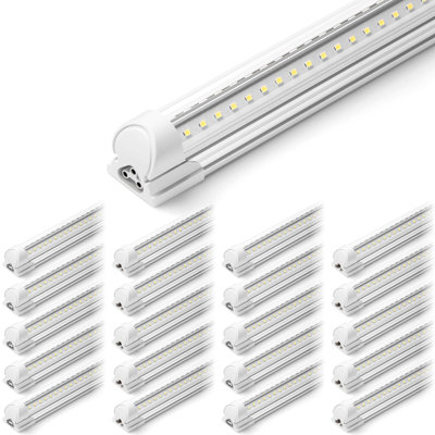 Éclairage à DEL Barrina T8 4 pi, 40 W, 5 500 L 6500 K, couvercle transparent, lumières de garage au plafond, luminaire à DEL en forme de V, lumières d'atelier pour garage, entrepôt, sous-sol, homologué ETL, 2 paquets