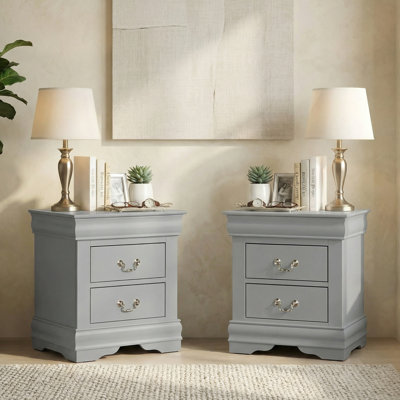 23.5" W 2-Drawer Nightstand Set of 2, Large Bedside Table With Storage Space For Bedroom (Set of 2)