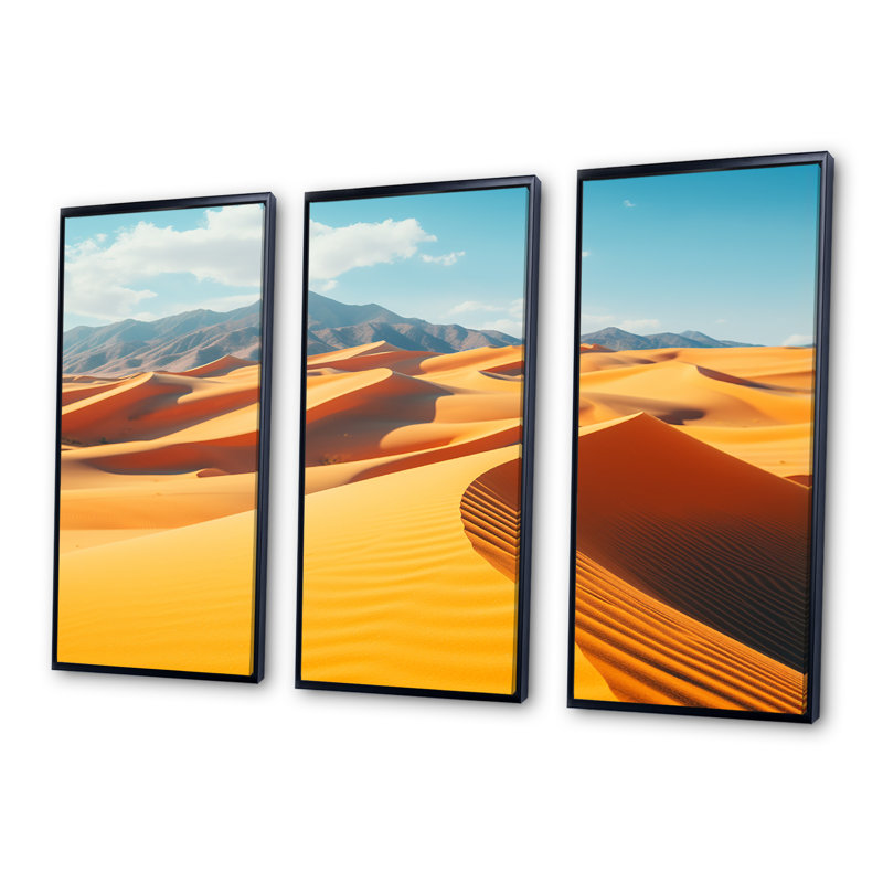 «Yellow Sand Dunes Serenity - Desert», art mural, H 28 po x l 36 po x P 1 po, Cadre flottant noir