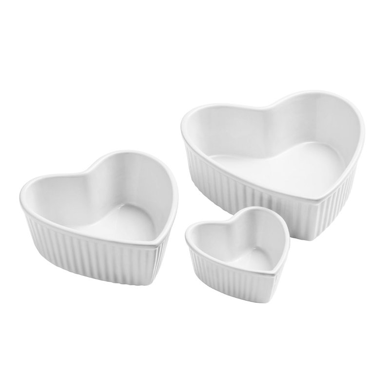 Symple Stuff Stoneware 3 Piece Baker Bakeware Set, White
