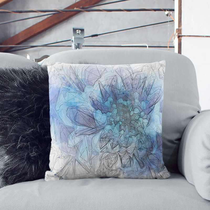 Floral Square Throw Cushion, 40cm H x 40cm W x 15cm D, White