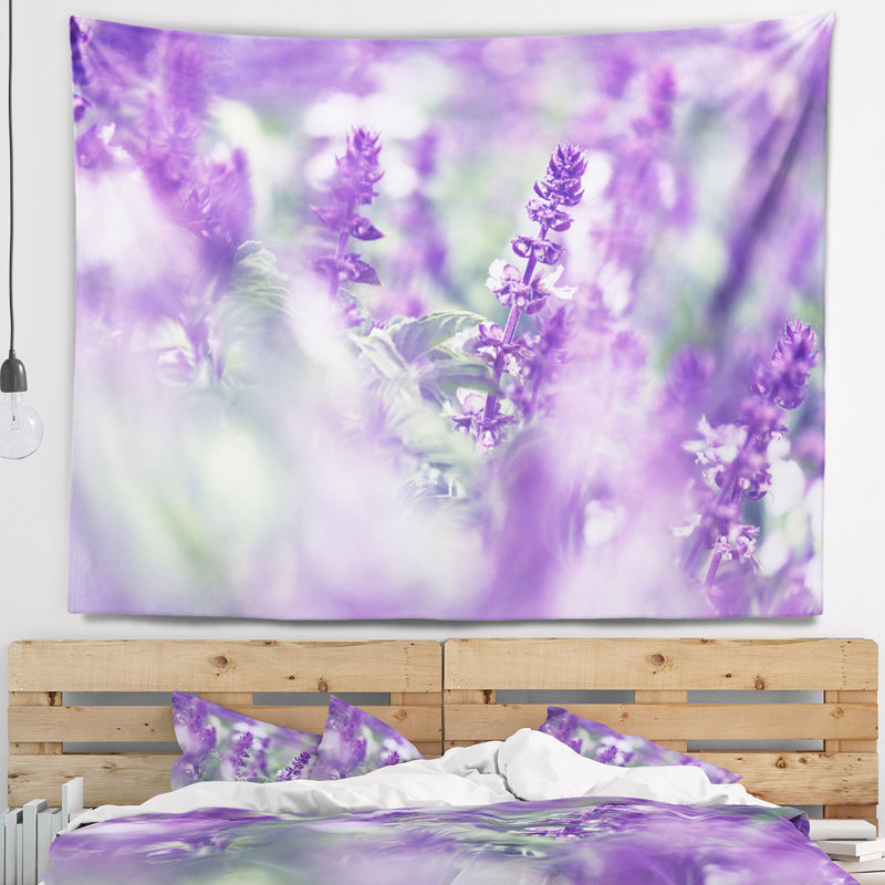 Magnifique tapisserie de fleurs de menthe mauve, H 32 po x l 39 po