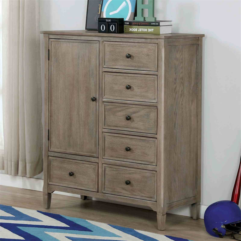 Mobilier de chambre à coucher avec poignées rondes modernes en métal brossé gris chaud 1pc Modern