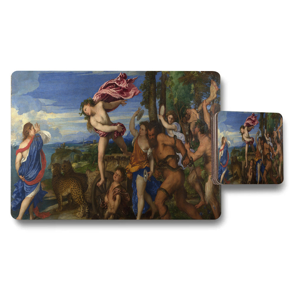 Placemat And Coaster Set With Classical Mythology Artwork