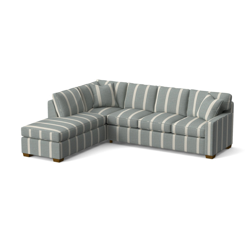 Frye Sofa and Chaise, Left Hand Facing, Havana, Light Blue and White Stripe; 0256-54