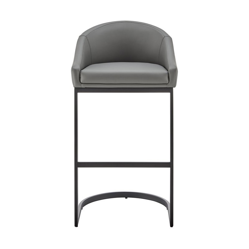 Tabouret de comptoir en métal noir avec similicuir gris