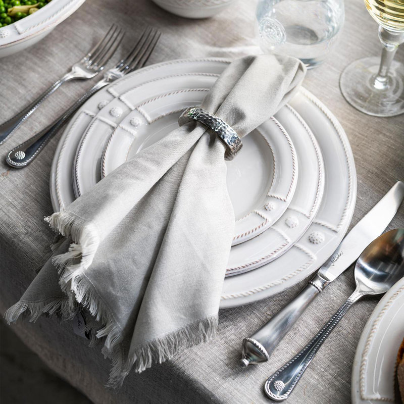 Bright Satin Stainless Steel 5-Piece Embossed Flatware Set