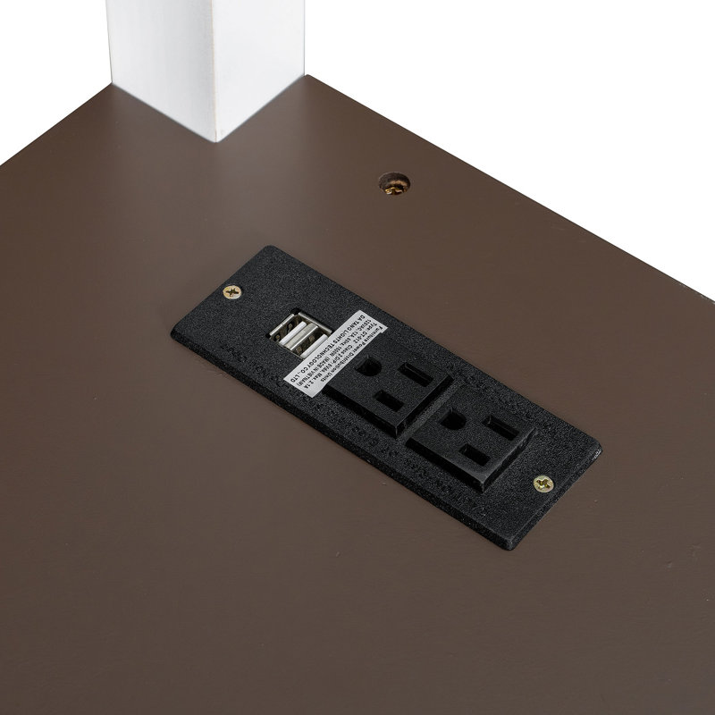 Lit mezzanine avec bureau, tablette ouverte et boîte de rangement, station de charge USB