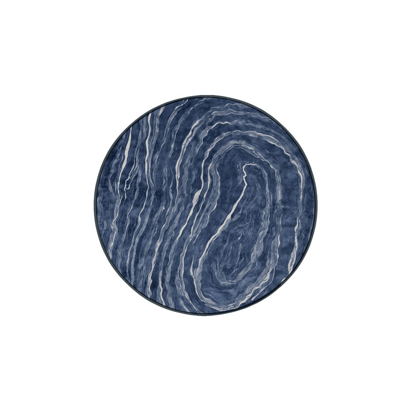 Machine Washable Gray Area Rug, Round 5'