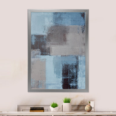 «Blue Meets Gray Abstract Art VI», art mural moderne et contemporain sur toile