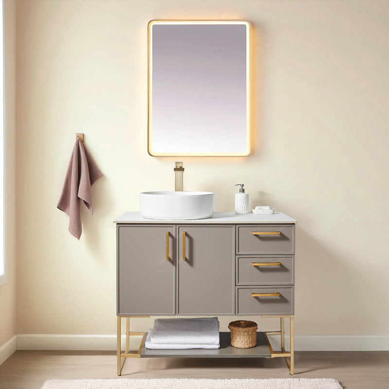 Ensemble de meuble-lavabo simple autoportant Modern, Gris