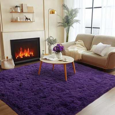 8 po x 10 pi de couleur unie Tapis à poils longs moelleux Tapis d'intérieur pour salon Chambre à coucher Chevet Chambre d'enfant