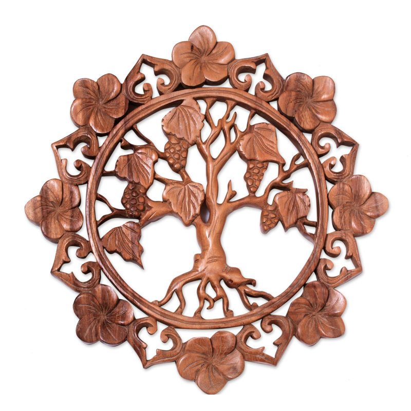 Décoration murale en bois avec relief buleleng vines