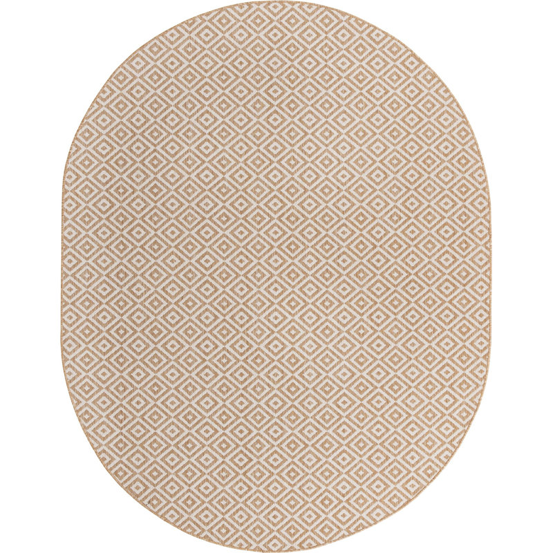 Outdoor Destiny Area Rug Bone Color, Oval 7'10" x 10'