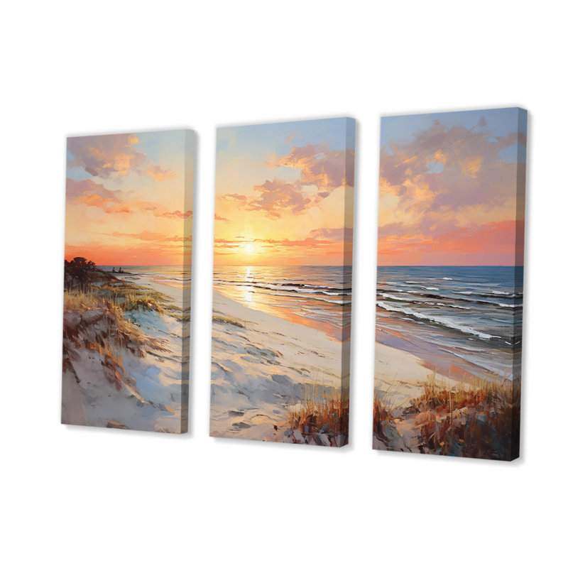 Coucher de soleil sur la plage, H 40 po x l 60 po x P 1 po