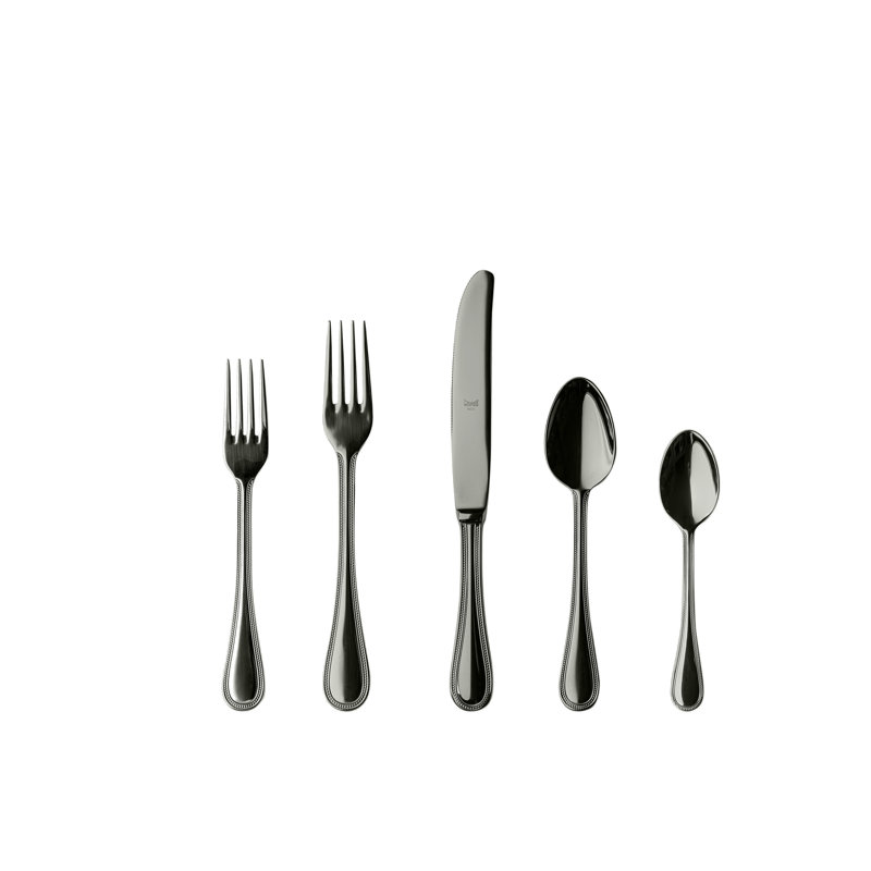 Perla 5 - Piece Stainless Steel Flatware Set - Service for 1, Black Gold