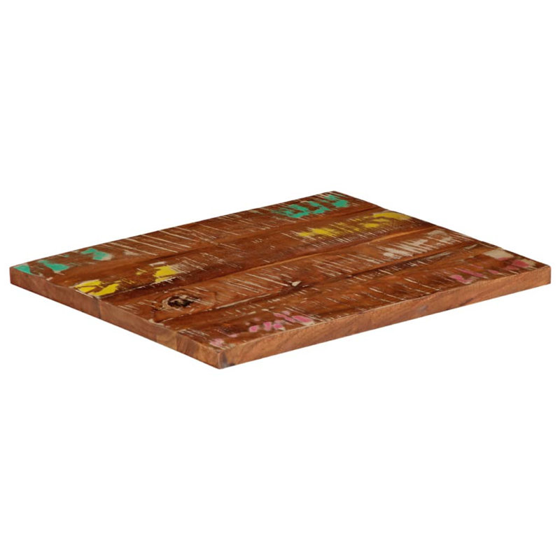 Solid Wood Table Top, Reclaimed Wood Walnut, 2.5cm H x 60cm W x 50cm D