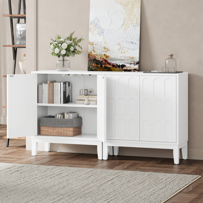 Buffet 57 po avec rangement, armoire de rangement arquée pour le salon, le couloir et la cuisine
