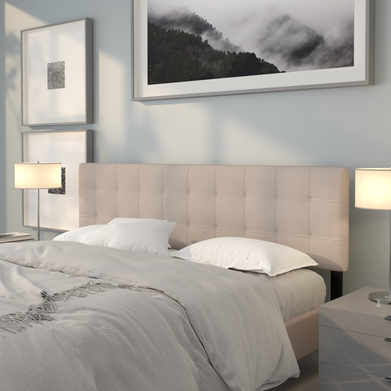 Tête de lit tapissier capitonnée Ciriaca, Beige, Très grand